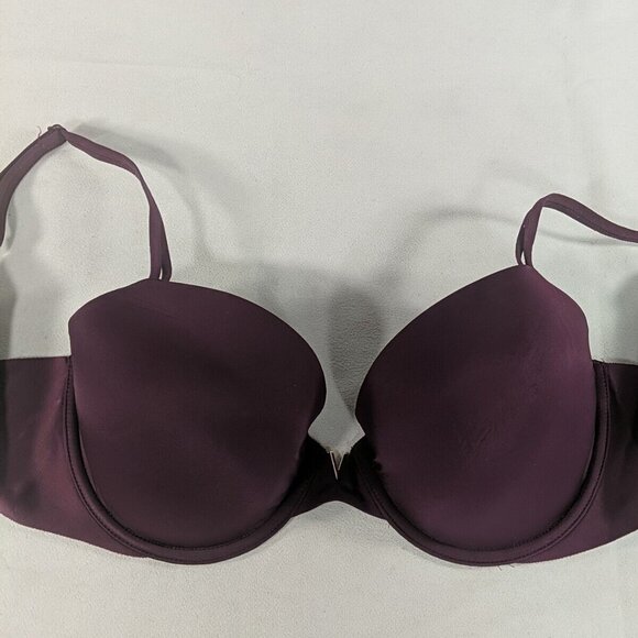 Victoria's Secret 34DD Bra Plum Purple Gold V Underwire Unpadded T-shirt - Picture 1 of 14